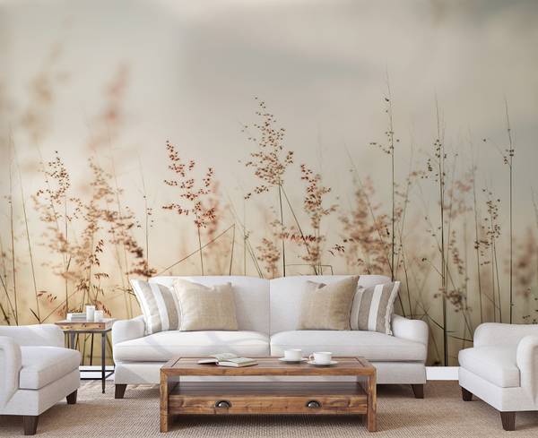 Panorama-Tapete Pampa Beige - Papier - 384 x 270 x 384 cm