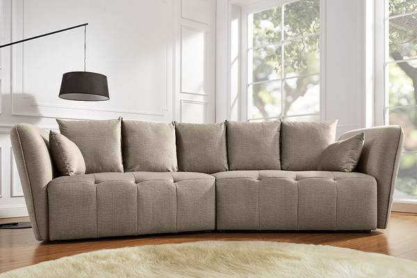 5-Sitzer Sofa ROYAL Beige - Polyester - Webstoff - Velours - 295 x 86 x 145 cm