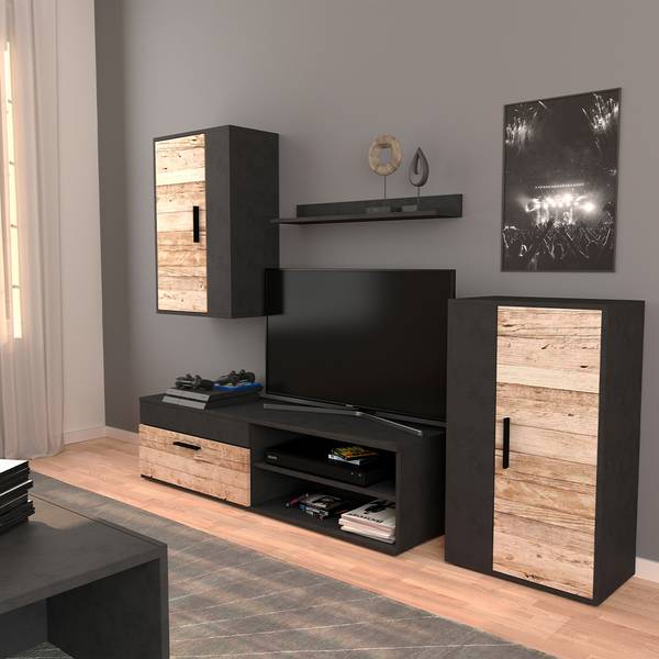 Meuble-paroi Berno 36329 Anthracite - Beige