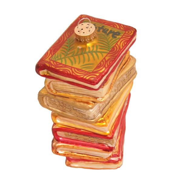 Weihnachtsornament Bücherstapel 1-tlg. Glas - 7 x 12 x 5 cm