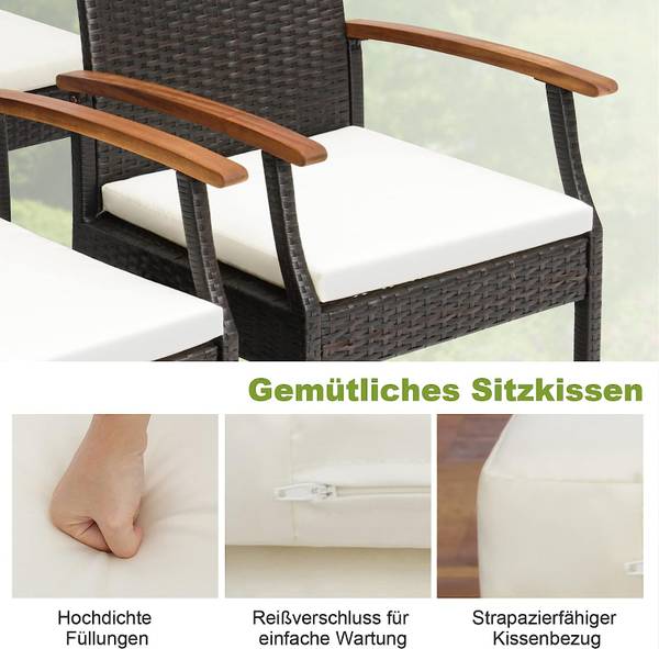 Gartenstuhl Polyrattan (2er Set) Braun - Rattan - 57 x 89 x 61 cm