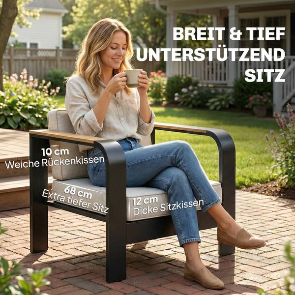 Gartenmöbel-Set 84K-023V00BG Beige - Aluminium - 138 x 62 x 70 cm