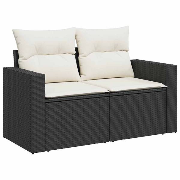 Tuin Bankstel 3036504-3 set van 8 zwart - crèmekleurig