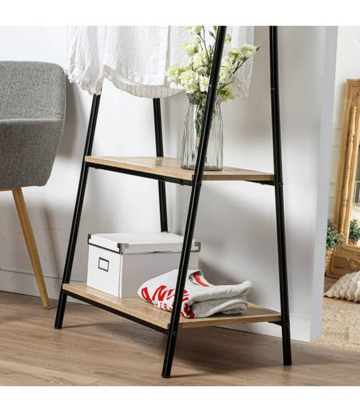 Garderobenständer mit 2 Regalen Schwarz - Metall - 40 x 151 x 65 cm