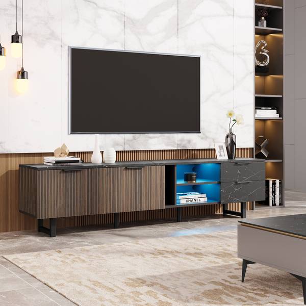 TV-Möbel Vrenkaen Schwarz - Holzwerkstoff - 38 x 50 x 200 cm