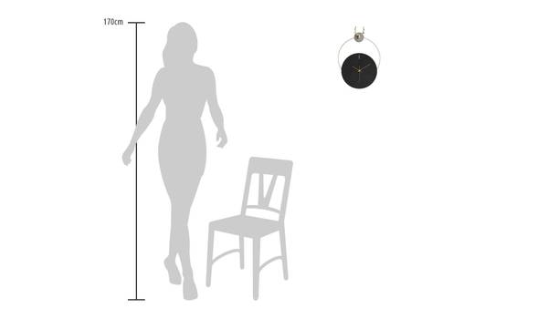 Horloge murale design Halo à bois Noir - Bois manufacturé - Métal - 45 x 65 x 2 cm