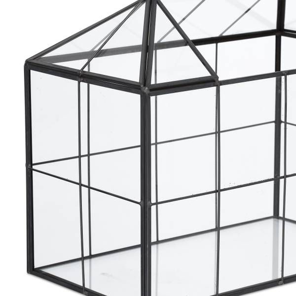 Modernes Pflanzenterrarium Glas Hausform Schwarz - Glas - Metall - 25 x 20 x 14 cm