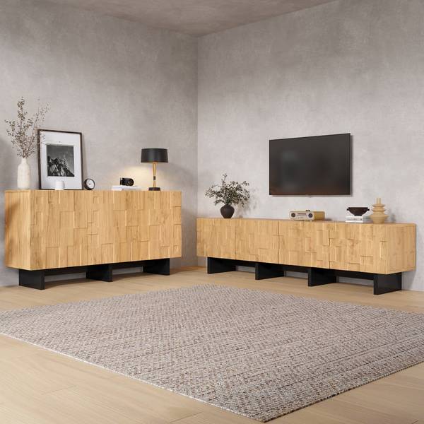 Wohnzimmermöbel Set Eurynom Ⅲ（2-tlg） Braun - Holzwerkstoff