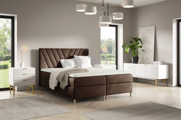 Boxspringbett ESPEN Braun - Breite: 124 cm