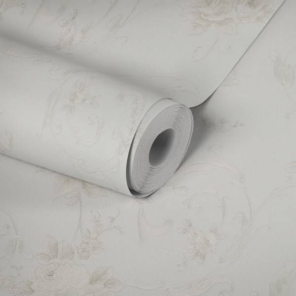 Vliestapete 3895 floral strukturiert Braun - Grau - Weiß - Fleece - 53 x 1005 x 1 cm