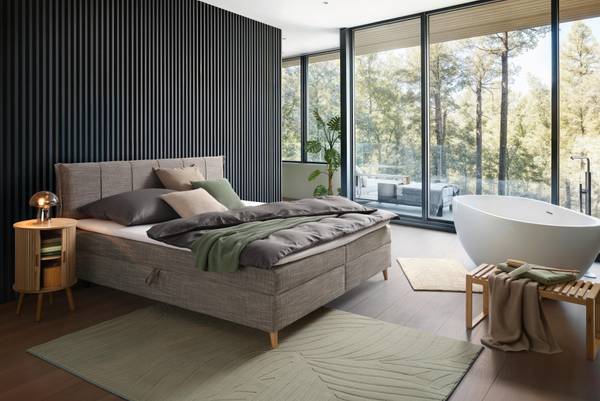 Boxbett VELORIA Grau - Textil - 176 x 1 x 160 cm