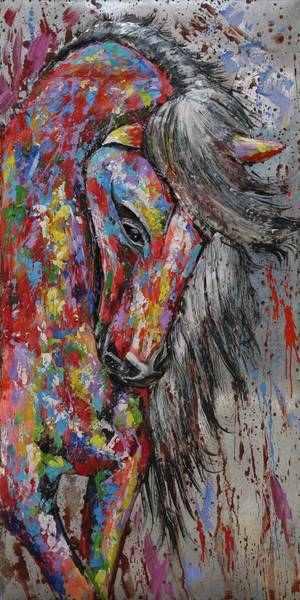 3D-Metallbild Pferd Metall - 71 x 5 x 141 cm