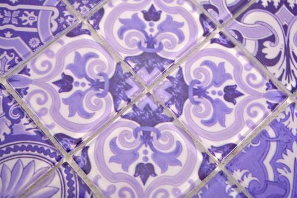 Mosaikfliesen 68-Retro-I Violett - Glas - 30 x 30 x 30 cm