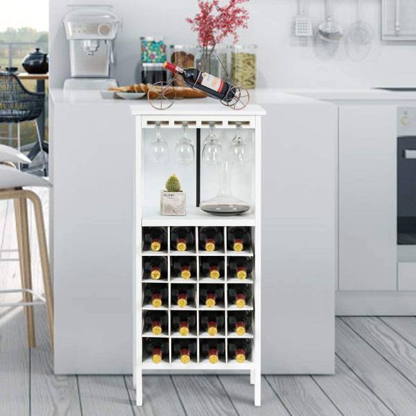 Weinschrank für 20 Flaschen Weiß - Holzwerkstoff - 25 x 96 x 42 cm