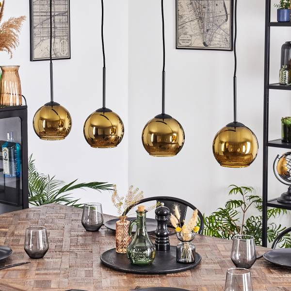 Pendelleuchte Cesaro Gold - Aluminium - Klarglas - 10 x 148 x 92 cm
