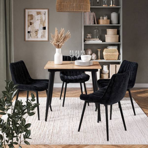 Esstisch-Set Beaver 62746 5er Set Schwarz - Eiche Dekor