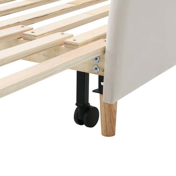 Tagesbett VELVZoo Ⅱ Beige - Holzwerkstoff - Massivholz - 149 x 107 x 204 cm