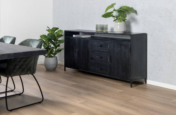 Sideboard Kala Schwarz - Massivholz - 180 x 85 x 40 cm