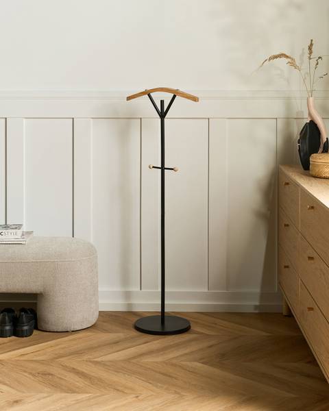 Kleiderständer THOMPSON Schwarz - Braun - Metall - 40 x 130 x 30 cm