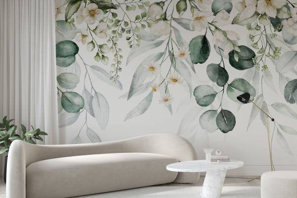 Vlies-Fotobehang AQUARELBLADEREN Bloemen 460 x 300 x 300 cm
