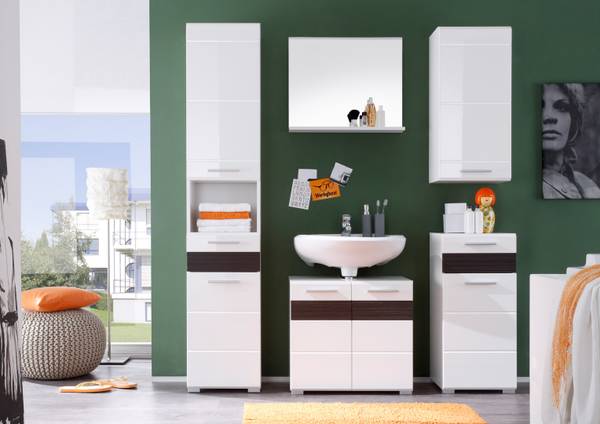 Armoire de toilette Mezzo Noir - Blanc - Mélamine - 37 x 79 x 31 cm