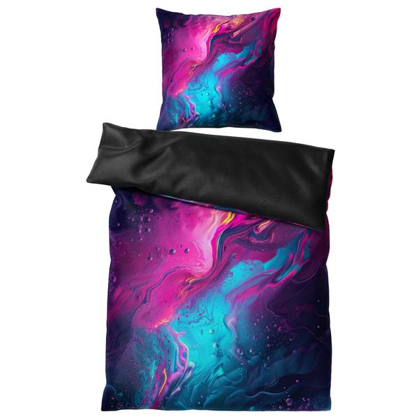 Bettwäsche Lumen (2er Set) Violett - Baumwollstoff - 135 x 200 x 200 cm