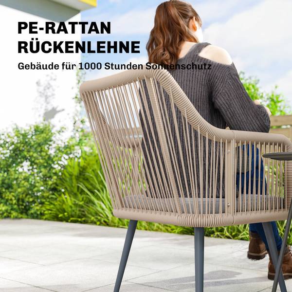 Tuin-eetkamerstoelenset 84G-881V00LG grijs - polyrotan - 54 x 80 x 65 cm