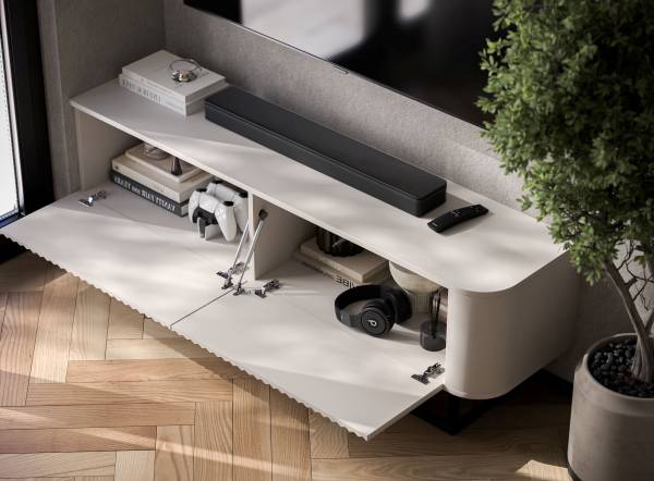 TV-Lowboard AURORA Beige - Schwarz - Kaschmir