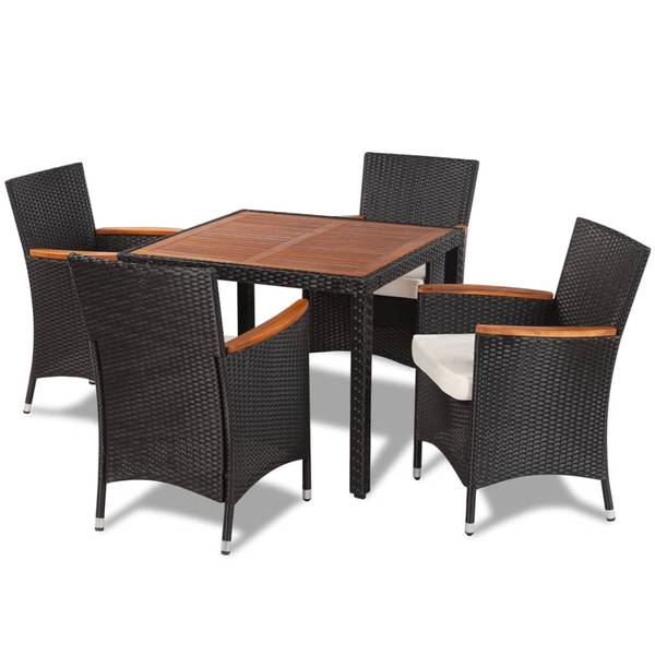Tuin Eetstoel 3000803 set van 5 zwart - polyester - acacia - staal - 90 x 75 x 90 cm