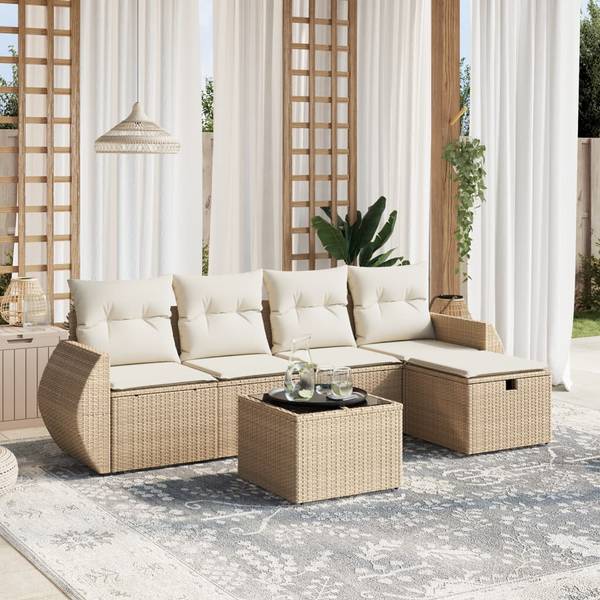 Garten-Lounge-Set 3036451-3 (6-teilig) Beige - Creme - Weiß