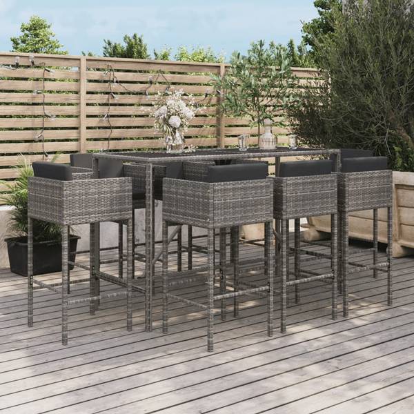 Bar de jardin 3032036-2 (lot de 9) Noir - Gris