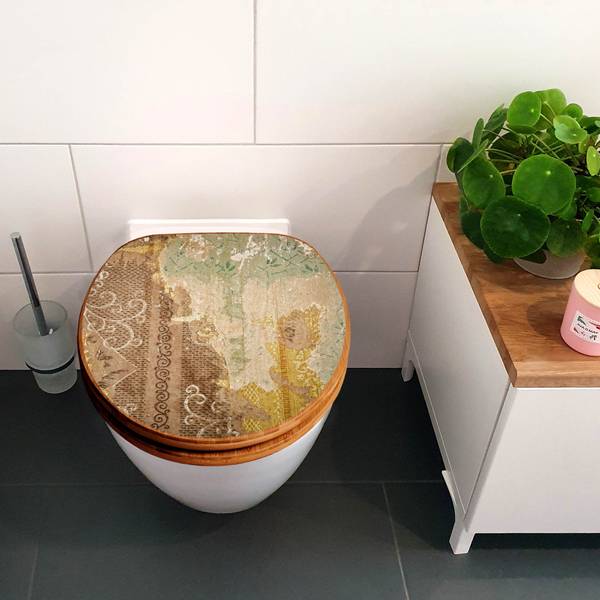 WC-Sitz mit Absenkautomatik Alte Tapeten Bambus - Holzwerkstoff - 38 x 5 x 49 cm