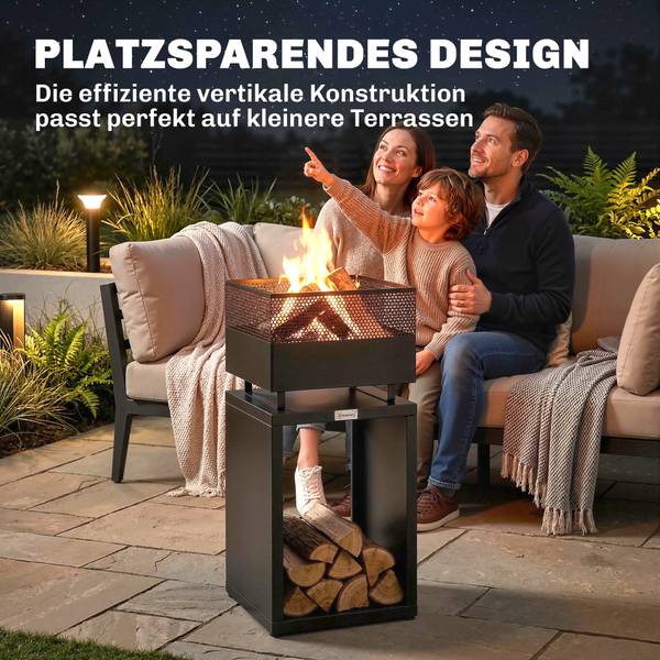 Feuerschale 842-456V00BK Schwarz - Metall - 39 x 87 x 39 cm