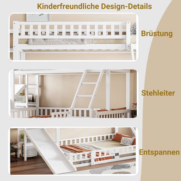 Etagenbett Maximilian I Weiß - Kiefer - 175 x 165 x 242 cm