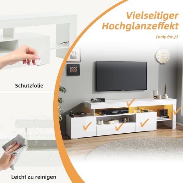 Meuble TV Endymion Ⅱ Blanc - Bois manufacturé - 37 x 53 x 192 cm
