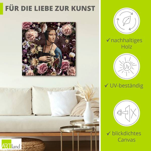 Leinwandbild Lady mit Hermelin Adaption 40 x 40 cm