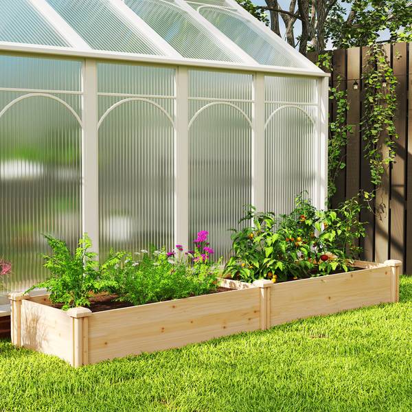 Verhoogde plantenbak 84H-476V01ND bruin - massief hout - 66 x 26 x 235 cm