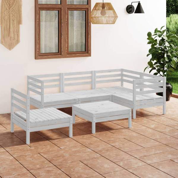 Garten-Lounge-Set 3010519 (6-teilig) Weiß - Kiefer - 64 x 29 x 64 cm