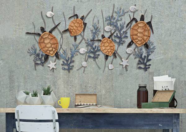 Wanddekoration Turtle Metall - 6 x 70 x 133 cm