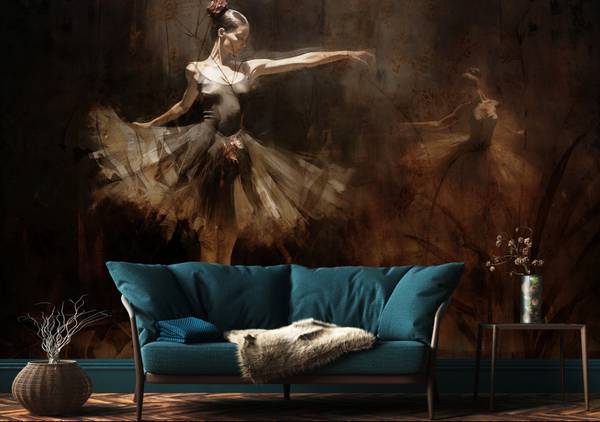 Fototapete BALLERINAS Abstraktion Retro 450 x 300 x 300 cm