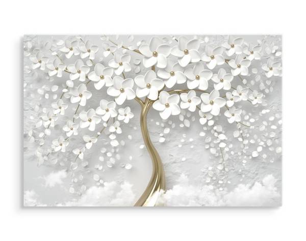 Leinwandbild Baum Blumen Abstraktion 3D 70 x 50 x 50 cm