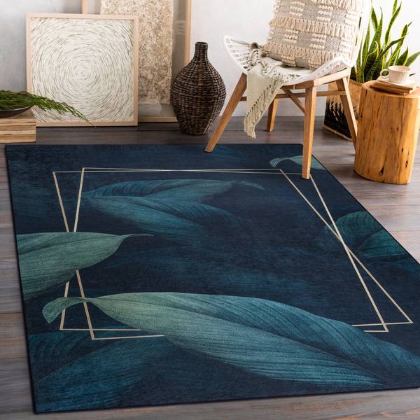 Teppich P16789 Blau - Polyester - 80 x 1 x 150 cm