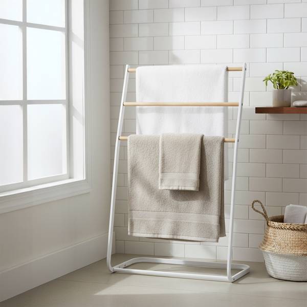 Porte-serviettes sur pied Blanc