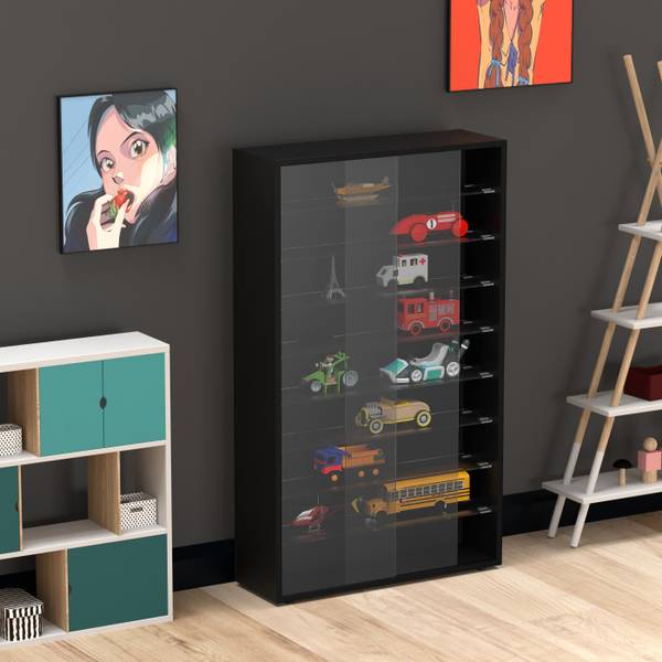 Vitrinenschrank JUNZSV-07B_ZWART_A Schwarz - Holz teilmassiv - 60 x 105 x 20 cm