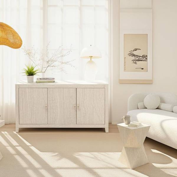 Sideboard Travertino Beige - Messing - 140 x 77 x 45 cm