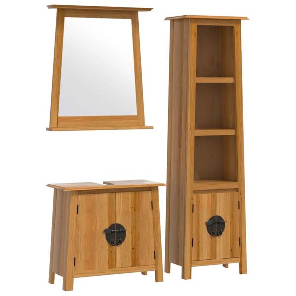 Meubles de salle bain 3223462 lot de 3 Marron - Pin - 70 x 63 x 32 cm