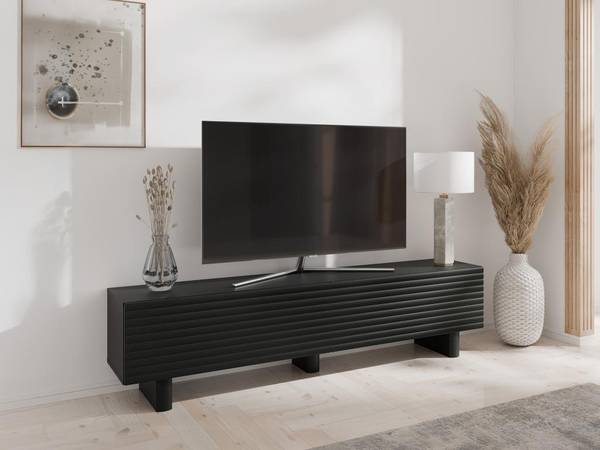 TV-Board LUDIMA Schwarz - Holz teilmassiv - 36 x 46 x 180 cm