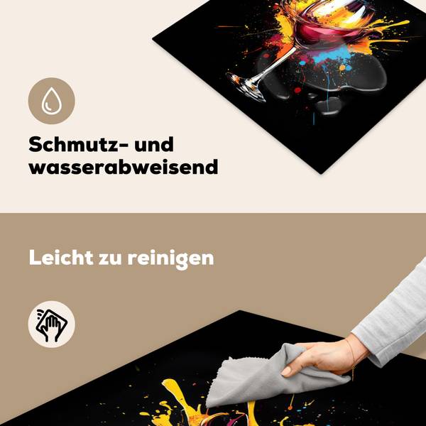 HERDABDECKPLATTE Graffiti Wein Rot - Vinyl - 59 x 52 x 1 cm
