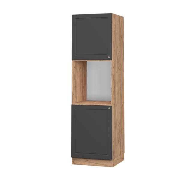 Ovenombouwkast Fame-Line 38604 antracietkleurig - bruin - landelijke eikenhouten look - eikenhouten look