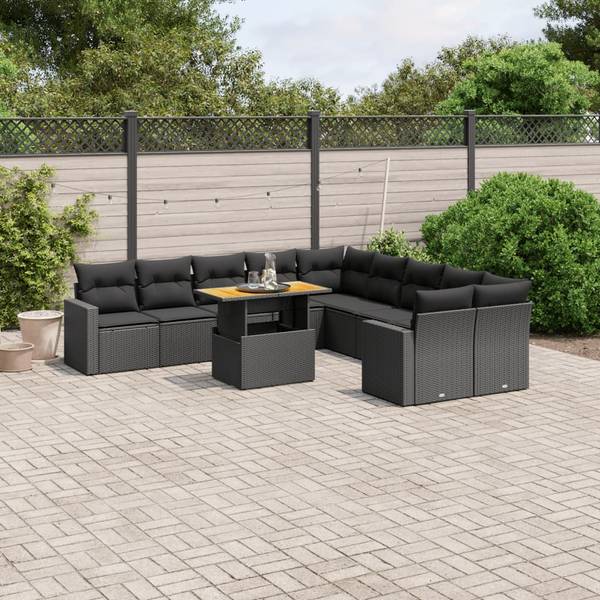 Garten-Lounge-Set 3037061-2 11-teilig Schwarz